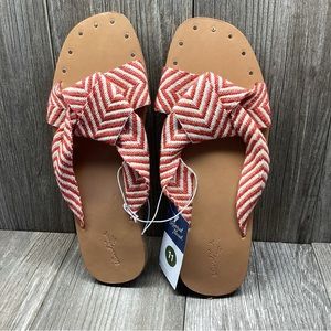 Universal Thread Knotted Sandals  SZ 11 Red Louise Striped Print Summer Women’s